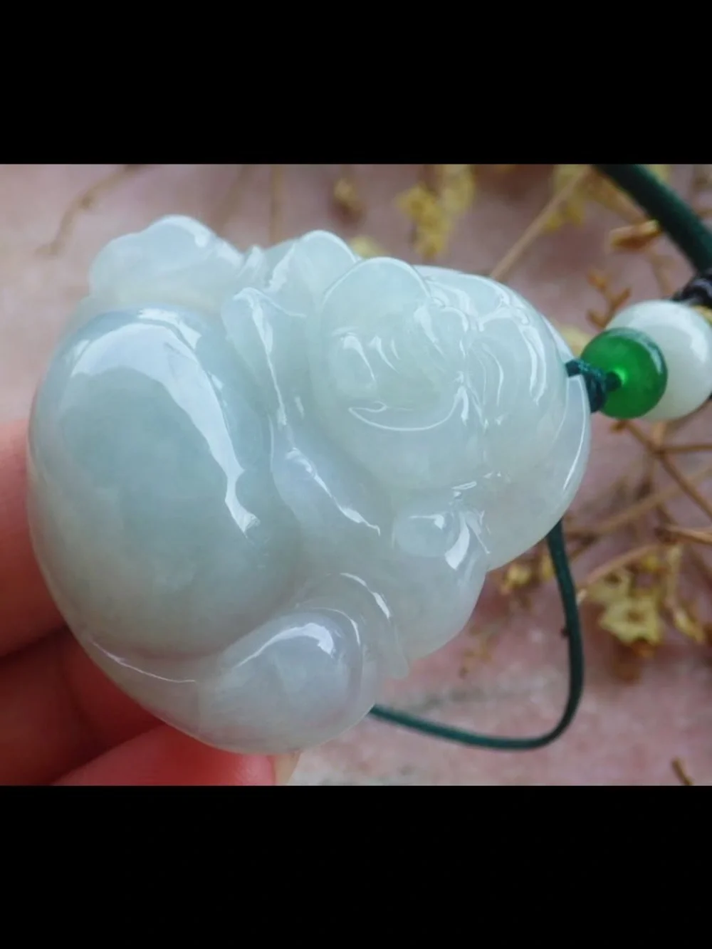 Certificate Jadeite Jade Light Green Pendant luck Laughing Buddha god